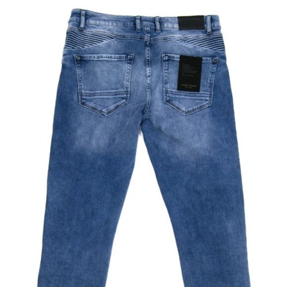 Doree Design Biker Blue Mens Jeans - Picture 2 of 5